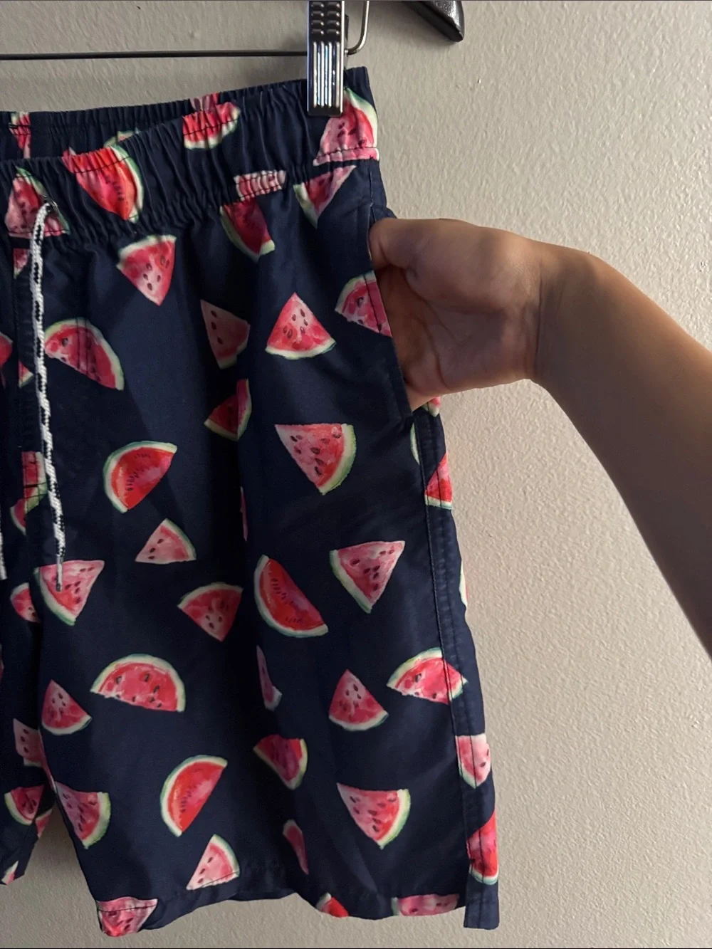 Snapper Rock Navy Swim Trunks with Watermelon Print